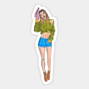 Girl With A Gun Sticker